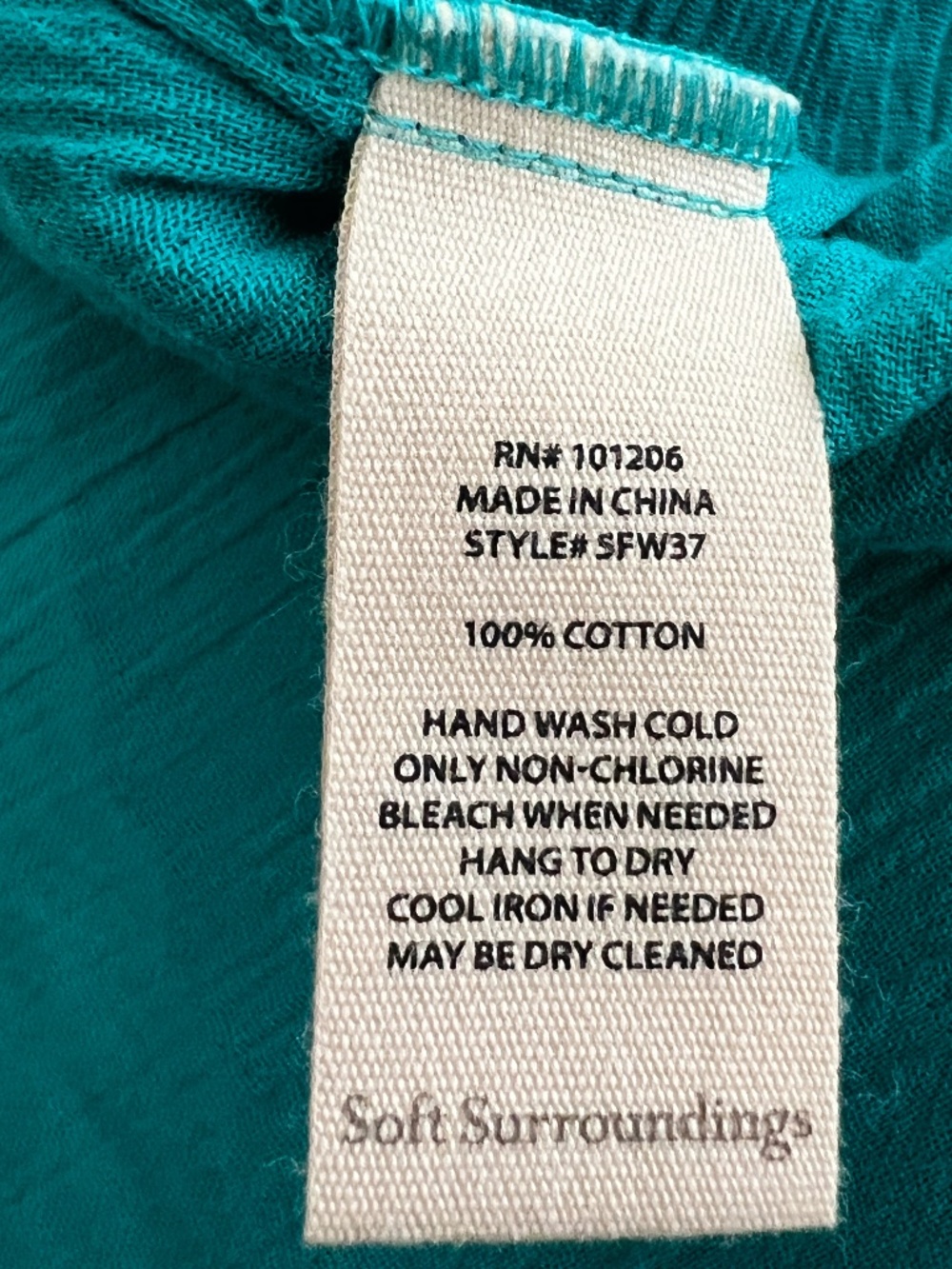 Soft Surroundings Womens Touquise /Teal Gauze Tunic Kimono Sleeve Blouse New 3X - Picture 10 of 11